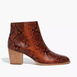 Madewell Rose Ankle Boot Snake Embossed Leather Size 7